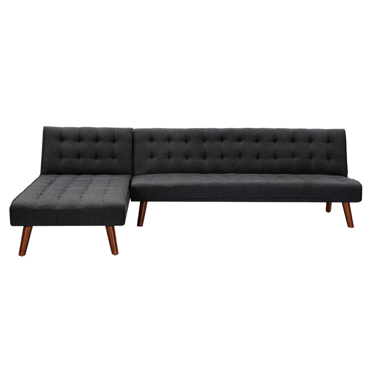 [US Warehouse] Multi-functional Convertible Sectional Sofa Bed with Wood Legs