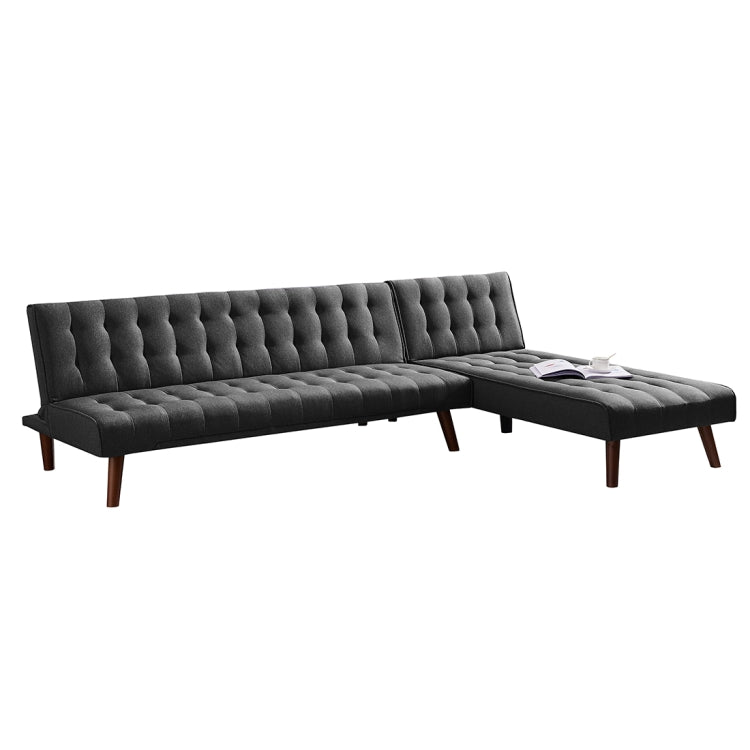 [US Warehouse] Multi-functional Convertible Sectional Sofa Bed with Wood Legs