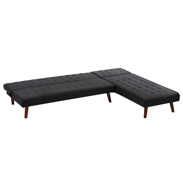 [US Warehouse] Multi-functional Convertible Sectional Sofa Bed with Wood Legs