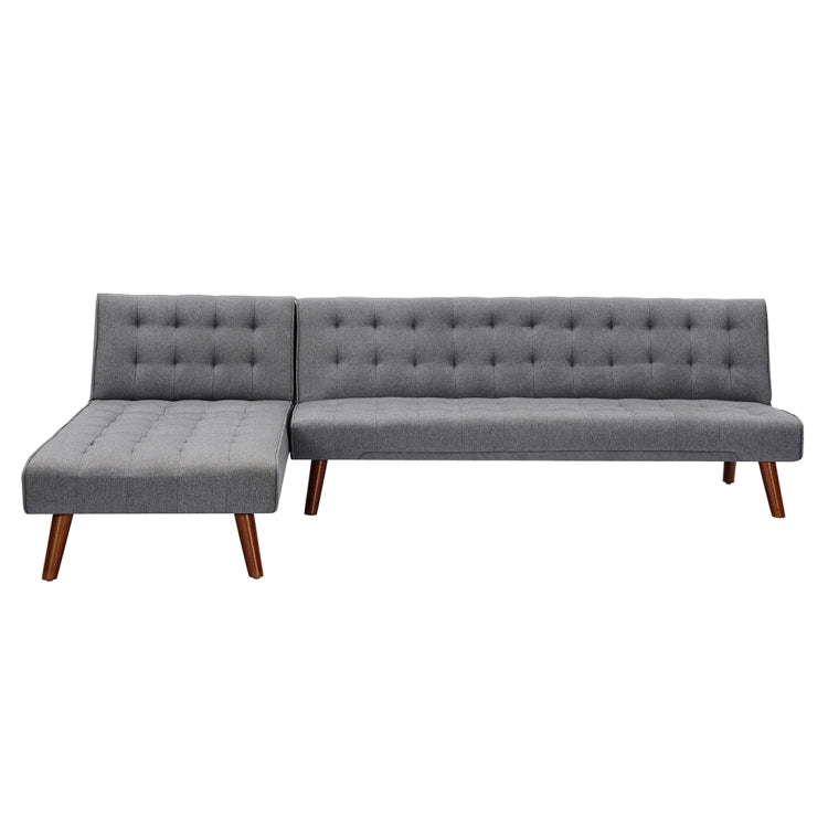 [US Warehouse] Multi-functional Convertible Sectional Sofa Bed with Wood Legs