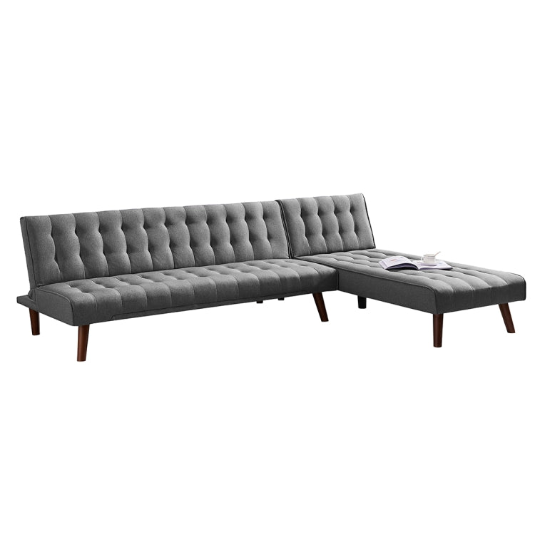 [US Warehouse] Multi-functional Convertible Sectional Sofa Bed with Wood Legs