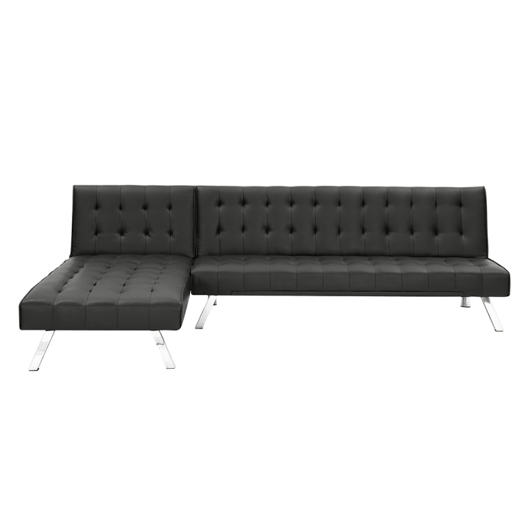 [US Warehouse] Multi-functional Convertible Sectional PU Sofa Bed with Metal Legs