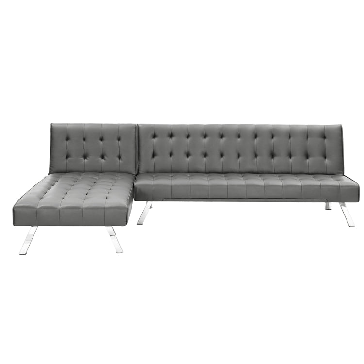 [US Warehouse] Multi-functional Convertible Sectional PU Sofa Bed with Metal Legs