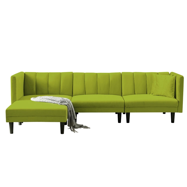 [US Warehouse] Multifunctional Convertible Combination Velvet Sofa with Detachable Armrests with 2 Pillows(Light Green)