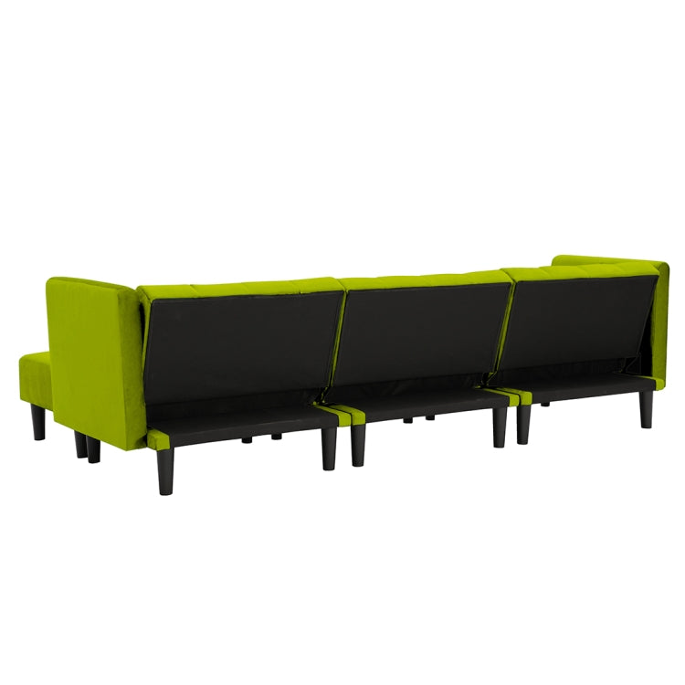 [US Warehouse] Multifunctional Convertible Combination Velvet Sofa with Detachable Armrests with 2 Pillows(Light Green)