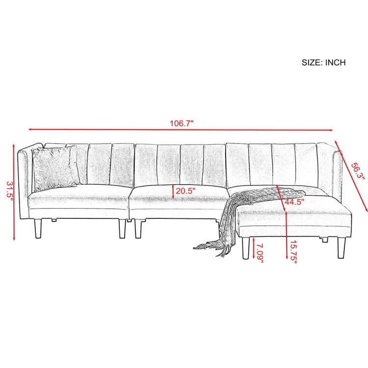 [US Warehouse] Multifunctional Convertible Combination Velvet Sofa with Detachable Armrests with 2 Pillows(Light Green)