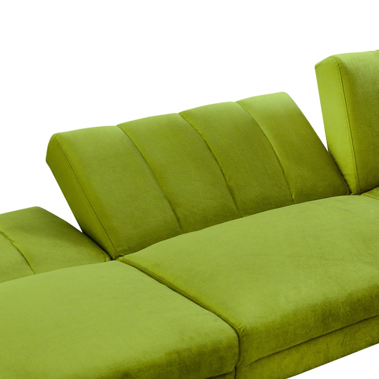 [US Warehouse] Multifunctional Convertible Combination Velvet Sofa with Detachable Armrests with 2 Pillows(Light Green)