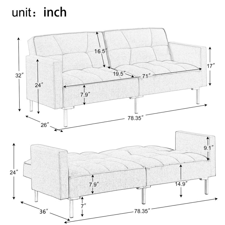 [US Warehouse] Indoor Decoration Fabric Living Room Sofa Sofa Bed