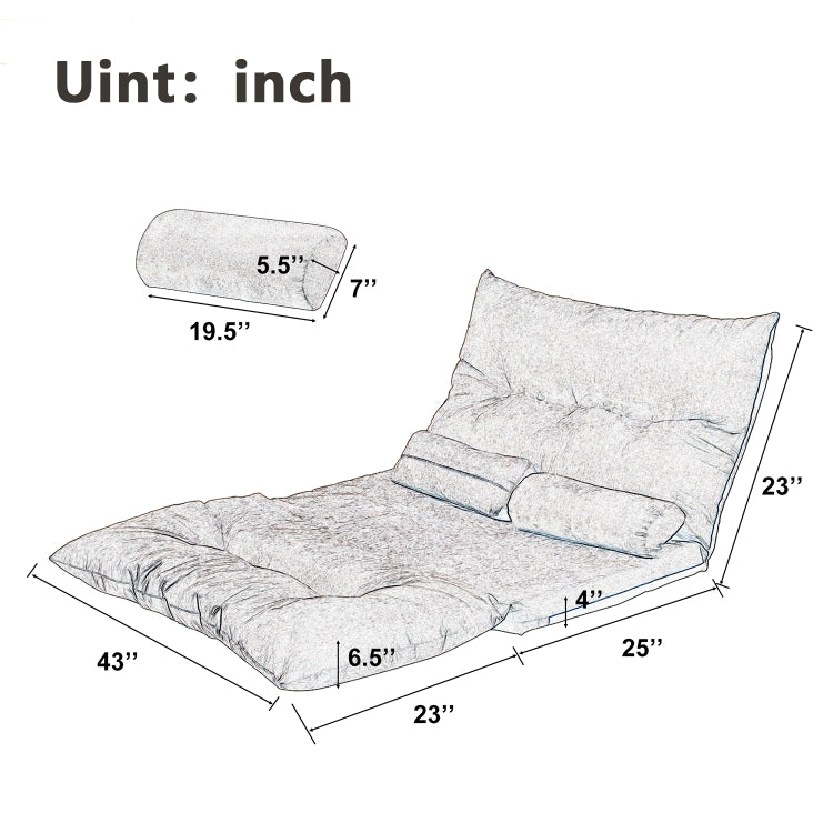 [US Warehouse] Leisure Adjustable Folding Sofa Bed with Two Pillows