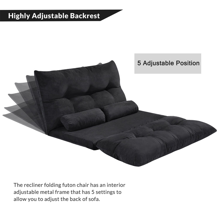[US Warehouse] Leisure Adjustable Folding Sofa Bed with Two Pillows