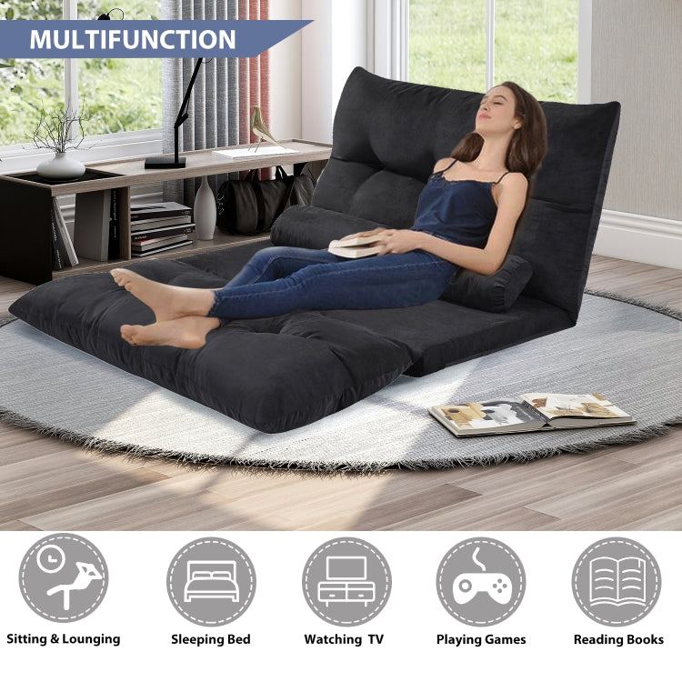 [US Warehouse] Leisure Adjustable Folding Sofa Bed with Two Pillows