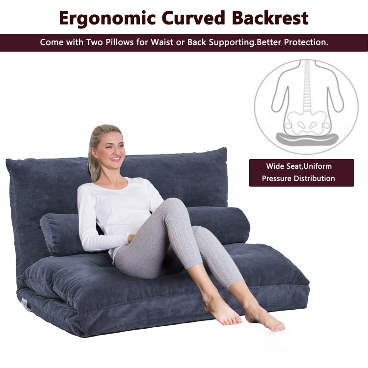 [US Warehouse] Leisure Adjustable Folding Sofa Bed with Two Pillows