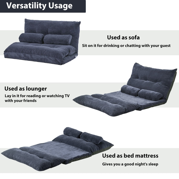 [US Warehouse] Leisure Adjustable Folding Sofa Bed with Two Pillows