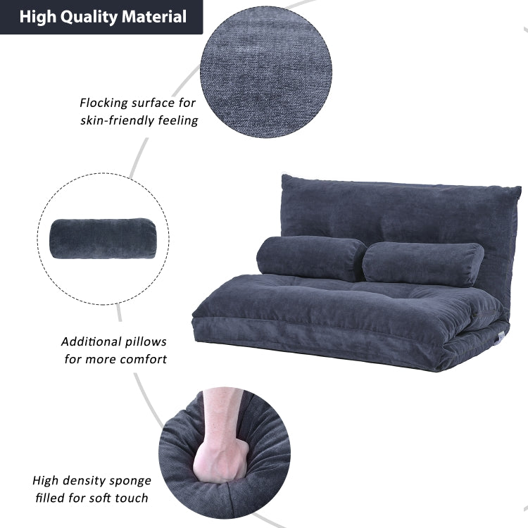 [US Warehouse] Leisure Adjustable Folding Sofa Bed with Two Pillows