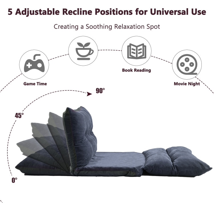[US Warehouse] Leisure Adjustable Folding Sofa Bed with Two Pillows