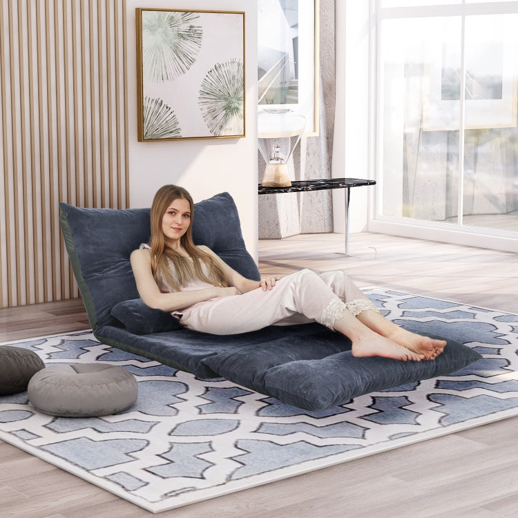 [US Warehouse] Leisure Adjustable Folding Sofa Bed with Two Pillows