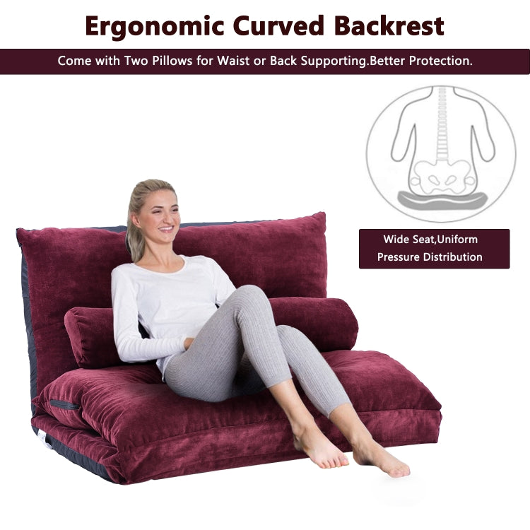 [US Warehouse] Leisure Adjustable Folding Sofa Bed with Two Pillows