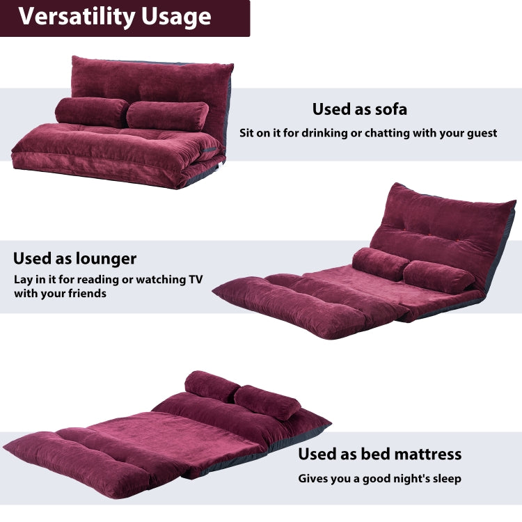 [US Warehouse] Leisure Adjustable Folding Sofa Bed with Two Pillows