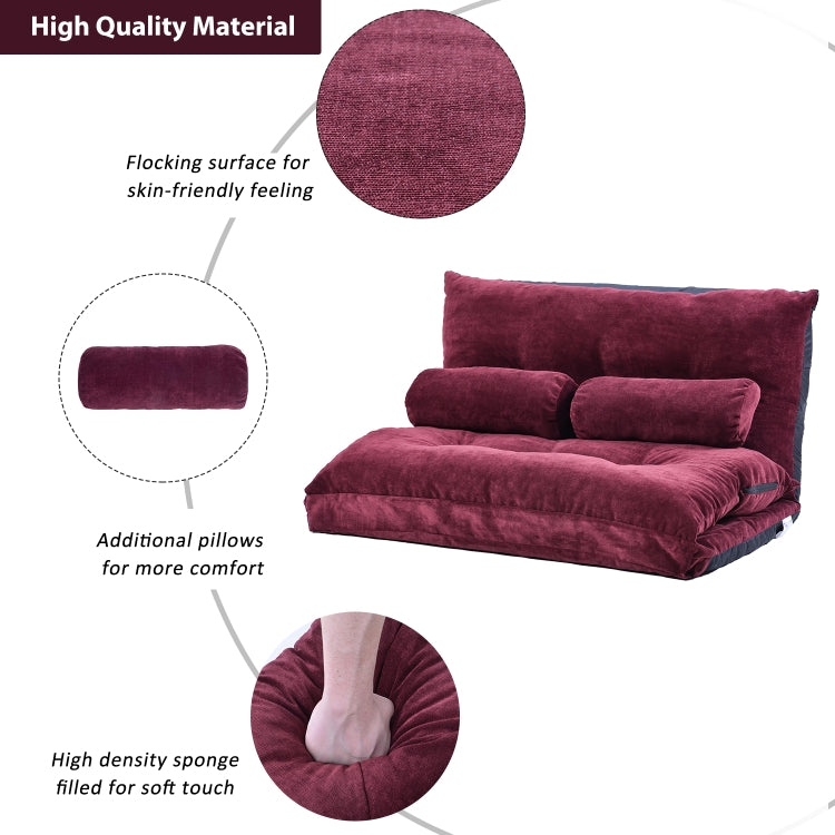 [US Warehouse] Leisure Adjustable Folding Sofa Bed with Two Pillows