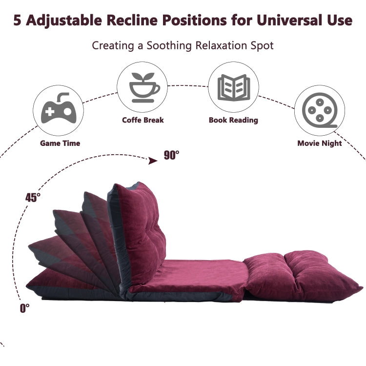 [US Warehouse] Leisure Adjustable Folding Sofa Bed with Two Pillows
