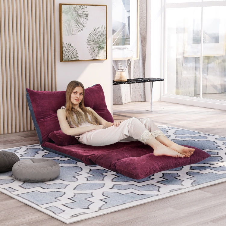 [US Warehouse] Leisure Adjustable Folding Sofa Bed with Two Pillows