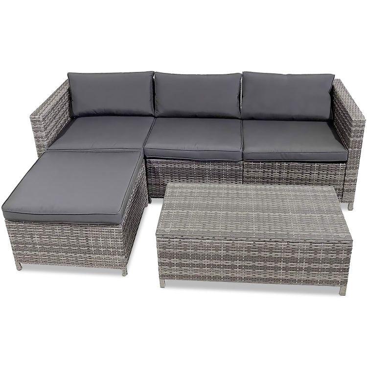 [US Warehouse] 5 in 1 Outdoor Terrace PE Wicker Furniture