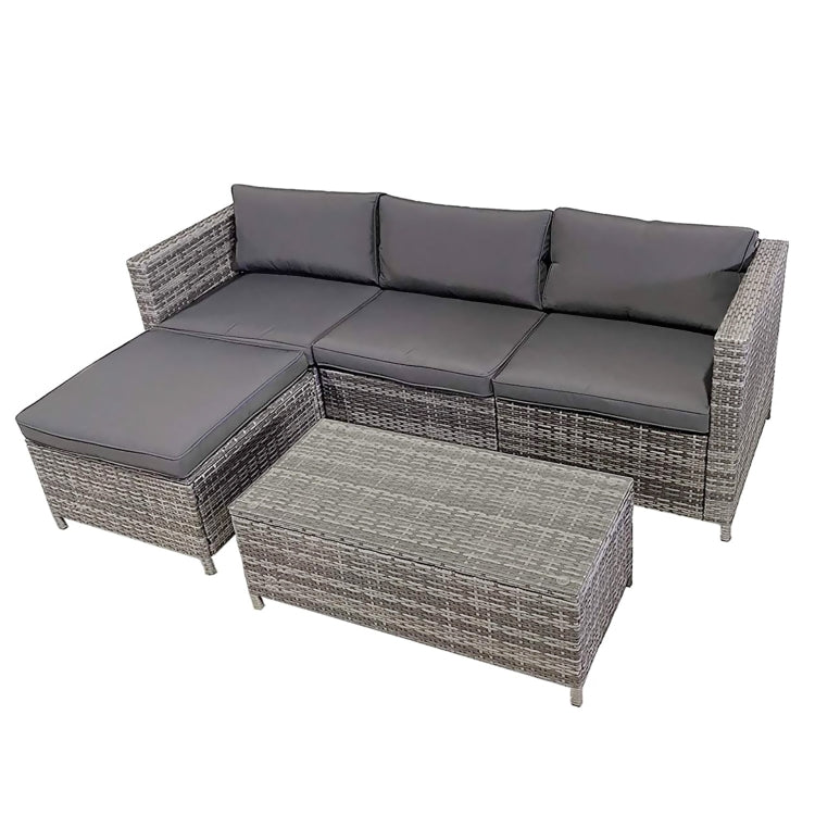 [US Warehouse] 5 in 1 Outdoor Terrace PE Wicker Furniture