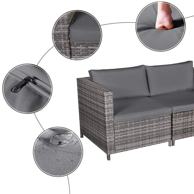 [US Warehouse] 5 in 1 Outdoor Terrace PE Wicker Furniture