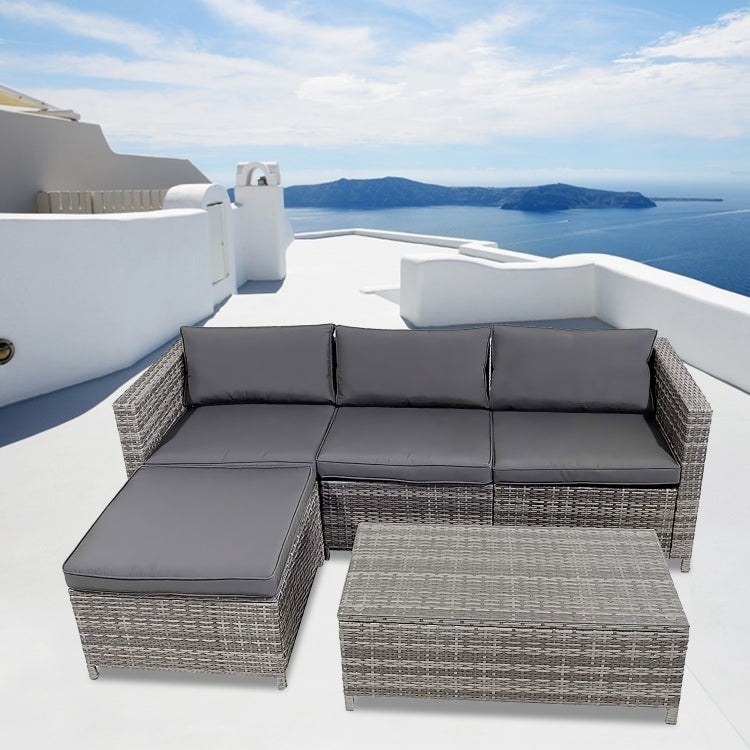 [US Warehouse] 5 in 1 Outdoor Terrace PE Wicker Furniture
