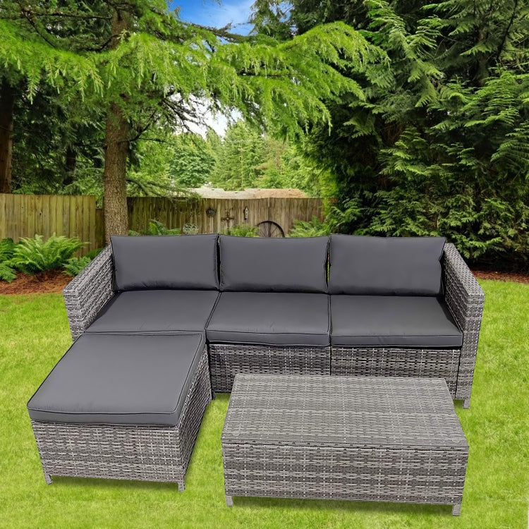 [US Warehouse] 5 in 1 Outdoor Terrace PE Wicker Furniture