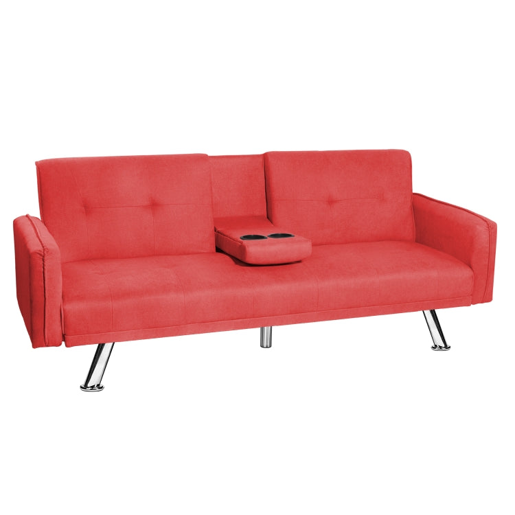 [US Warehouse] Multifunctional Solid Wood Frame Cushioned Modern Simple Sofa(Red)