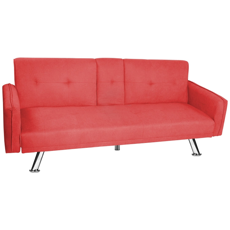 [US Warehouse] Multifunctional Solid Wood Frame Cushioned Modern Simple Sofa(Red)