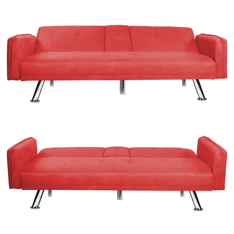 [US Warehouse] Multifunctional Solid Wood Frame Cushioned Modern Simple Sofa(Red)