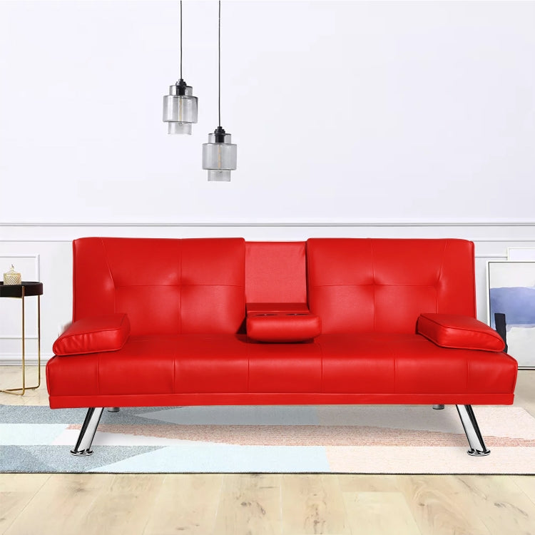 [US Warehouse] Multifunctional Solid Wood Frame Cushioned PU Modern Simple Sofa