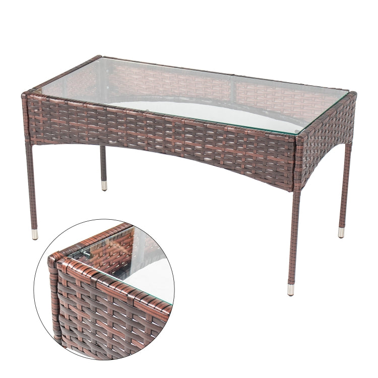 [US Warehouse] 4 in 1 Outdoor Sectional Cushioned Seat Rattan Patio Furniture Wicker Conversation Garden Lawn Sofa Set
