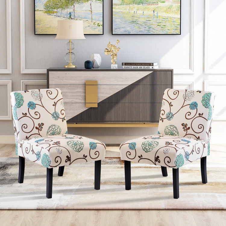 [US Warehouse] 2 PCS Upholstered Armless Accent Living Room Chairs