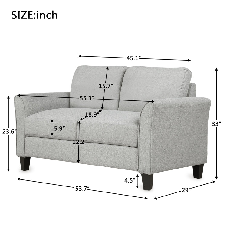 [US Warehouse] Living Room Furniture Double Seat Sofa(Light Grey)