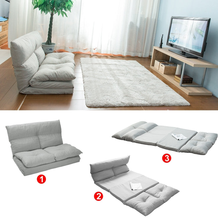 [US Warehouse] Fashion Fabric Folding Chaise Lounge Floor Sofa(Grey)