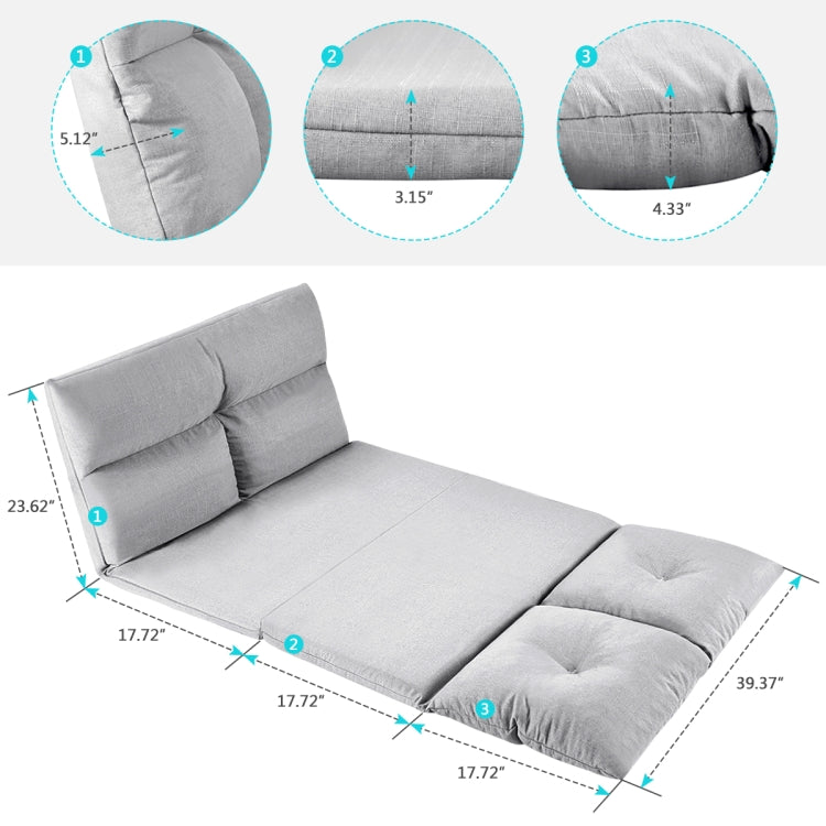 [US Warehouse] Fashion Fabric Folding Chaise Lounge Floor Sofa(Grey)