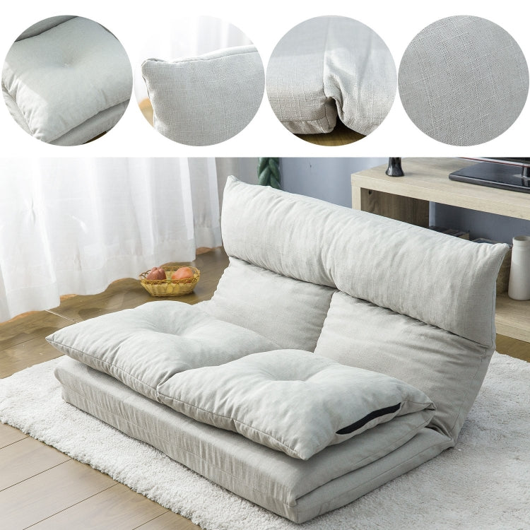 [US Warehouse] Fashion Fabric Folding Chaise Lounge Floor Sofa(Grey)