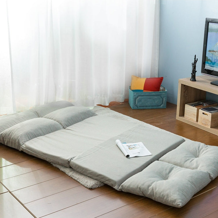 [US Warehouse] Fashion Fabric Folding Chaise Lounge Floor Sofa(Grey)