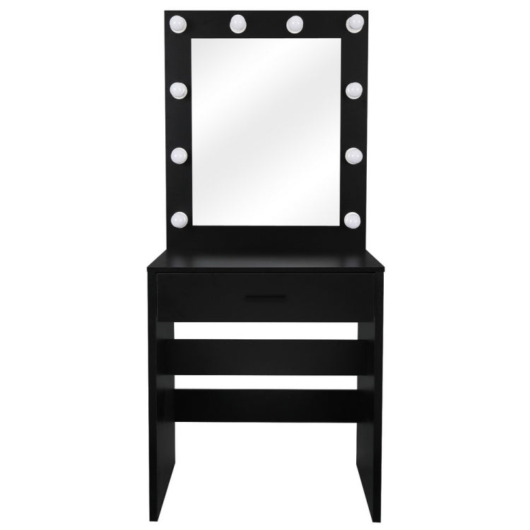 [US Warehouse] Single Drawer Dressing Table with Big Square Mirror & Light Bulb, Size: 62.8x27.56x16.69 inch