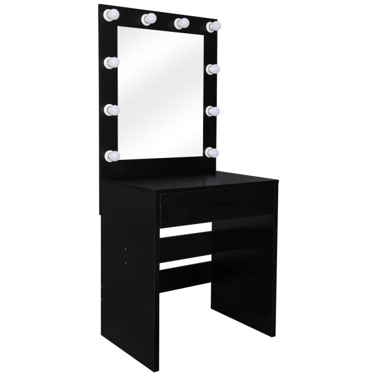 [US Warehouse] Single Drawer Dressing Table with Big Square Mirror & Light Bulb, Size: 62.8x27.56x16.69 inch