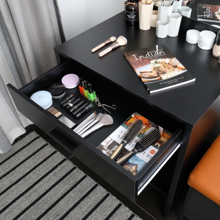 [US Warehouse] Single Drawer Dressing Table with Big Square Mirror & Light Bulb, Size: 62.8x27.56x16.69 inch