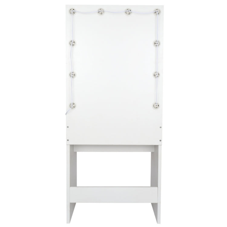 [US Warehouse] Single Drawer Dressing Table with Big Square Mirror & Light Bulb, Size: 62.8x27.56x16.69 inch