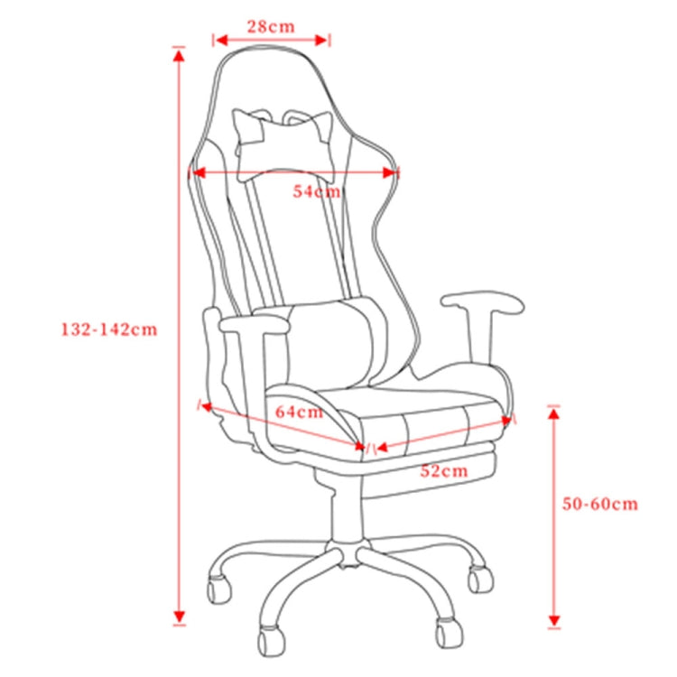 [US Warehouse] High Back Racing Gaming Chairs with Footrest Tier, Size: 25.2x20.47x52-55.91 inch