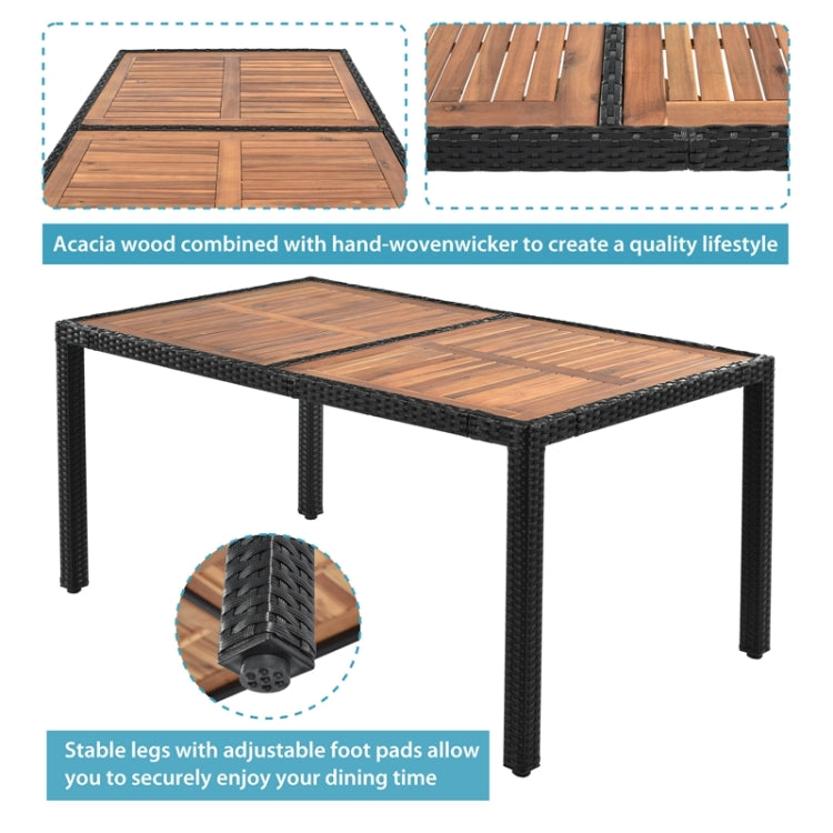 [US Warehouse] 7 in 1 PE Rattan Outdoor Patio Dining Set with Armrest & Cushions