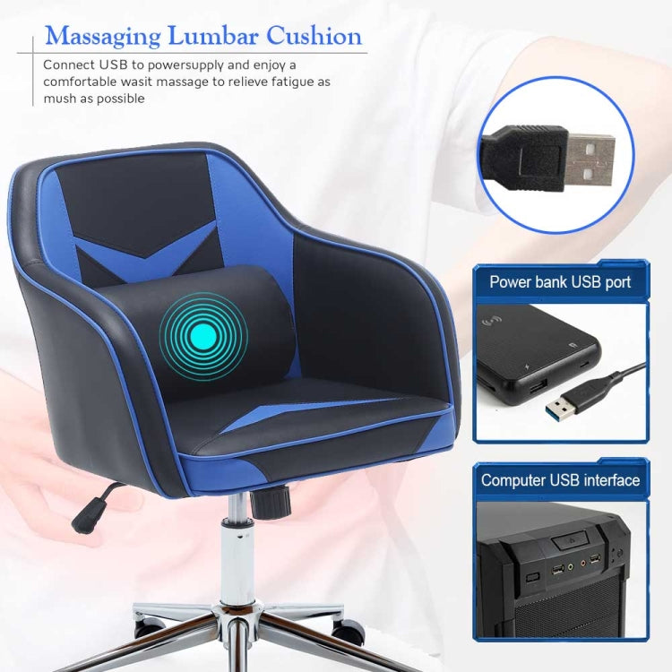 [US Warehouse] Gaming Computer Chairs with Massage Lumbar Pillow & Mid-Back Adjustable Swivel, Size: 24x21x31-35 inch