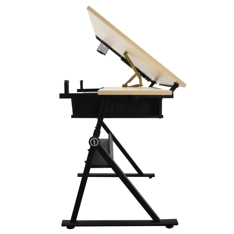 [US Warehouse] Height Adjustable Drawing Table with Storage Drawers & Stool