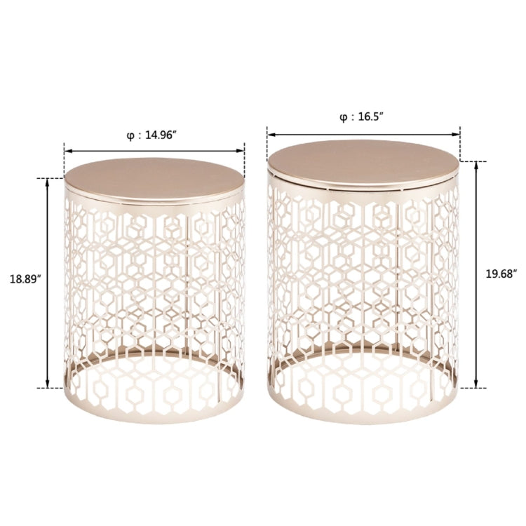 [US Warehouse] 2 PCS Hollow Cylindrical Side Tables